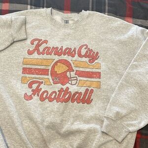 Kansas City Football Sweatshirt, Gray, Vintage look.